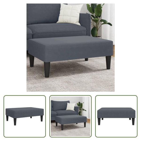The Living Store Sgabello Grigio Scuro 77X55X31 Cm In Velluto-image