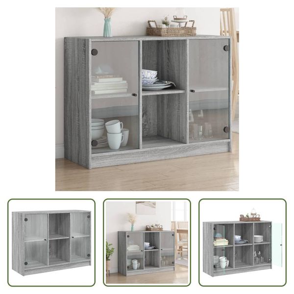 The Living Store Credenza Grigio Sonoma 102X37X75,5 Cm Materiale Legno-image
