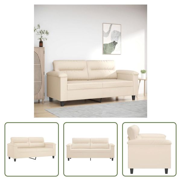 The Living Store Divano 2 Posti Beige 140 Cm In Tessuto Microfibra-image