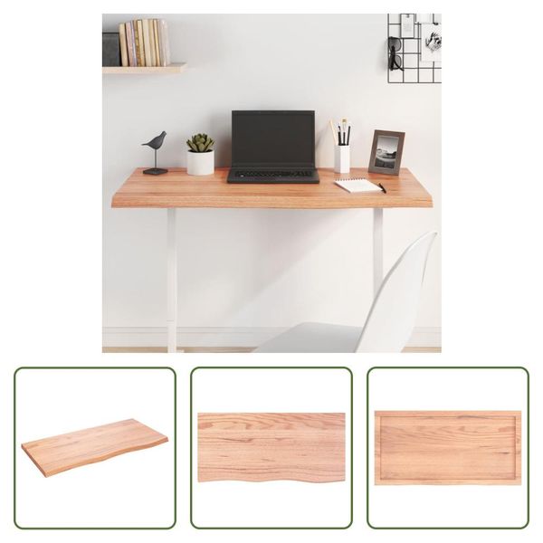 The Living Store Piano Del Tavolo Marrone Chiaro 100X50X(2-4)Cm In Legno Massiccio Di Rovere Trattato-image