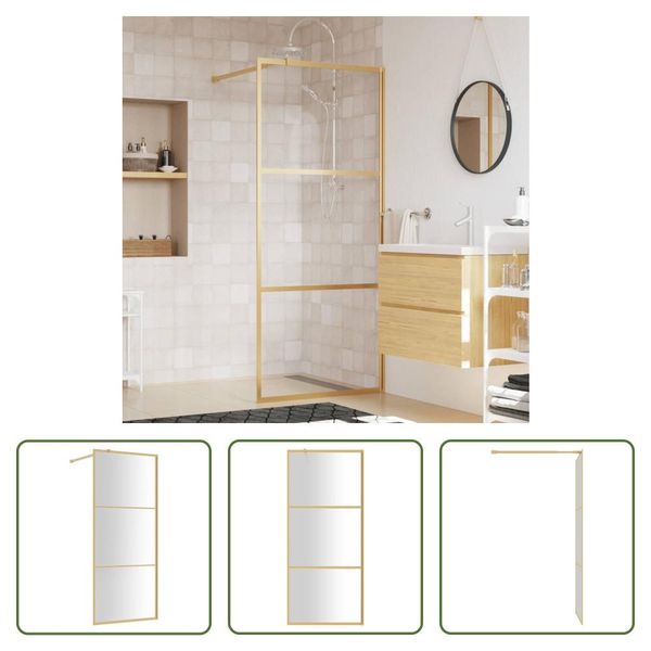 The Living Store Schermo Doccia Per Cabina Doccia Con Vetro Trasparente Esg Golden 80X195Cm-image
