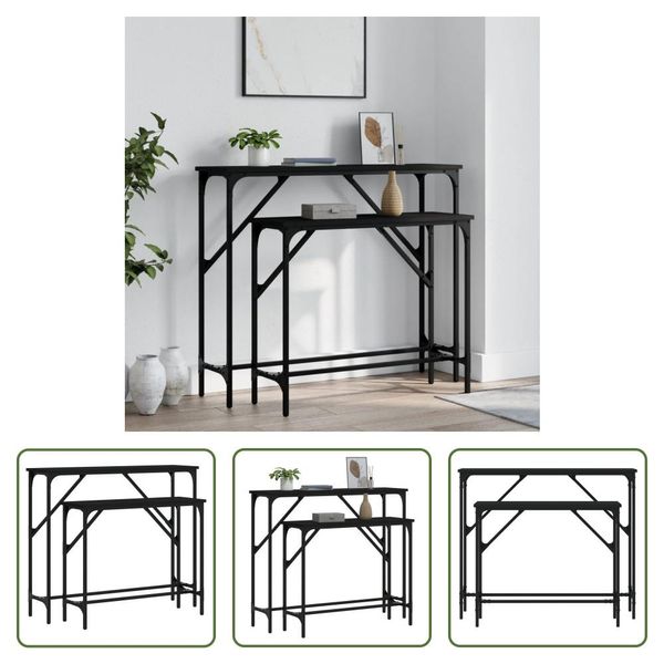 The Living Store Tavoli Consolle 2 Pezzi In Legno Nero-image