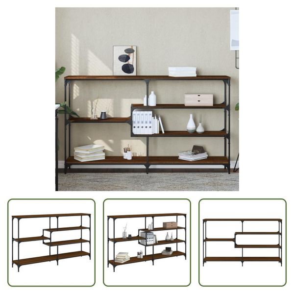 The Living Store Tavolo Consolle Look Rovere Marrone 160X32X95 Cm Materiale A Base Di Legno-image