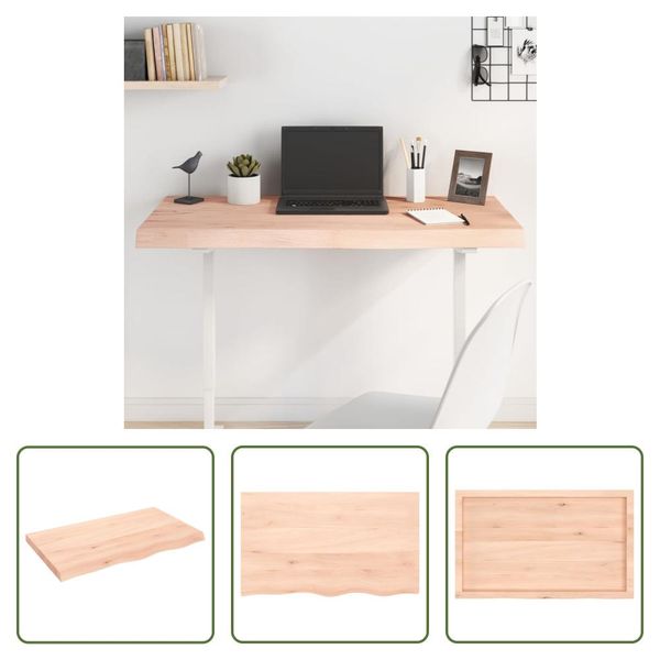 The Living Store Piano Del Tavolo 100X60X(2-6) Cm In Rovere Massiccio Non Trattato-image