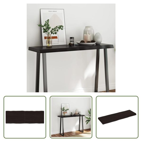 The Living Store Piano Del Tavolo 120X40X(2-6) Cm In Legno Massiccio Trattato Bordo Albero-image