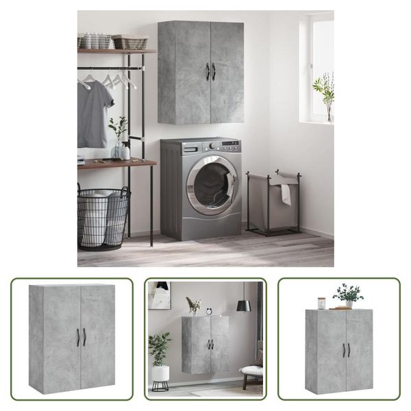 The Living Store Armadio A Muro Grigio Cemento 69,5X34X90 Cm Materiale Legno-image