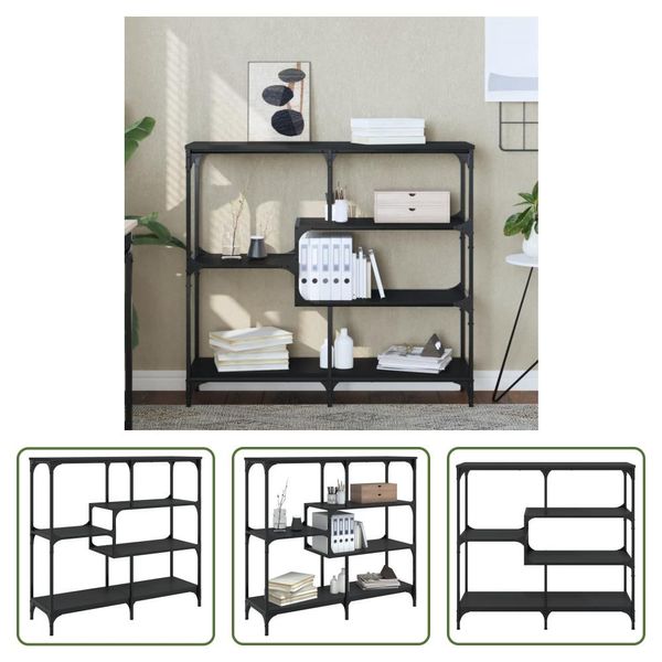 The Living Store Tavolo Consolle Nero 103X32X95 Cm In Materiale Ligneo-image