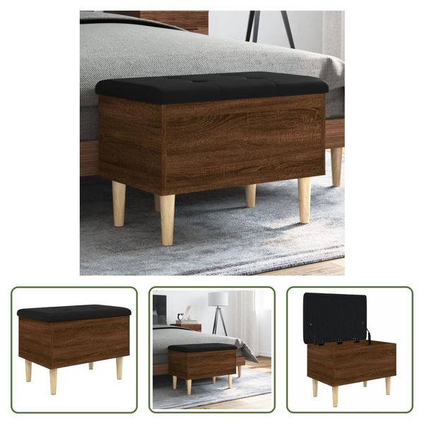 The Living Store Panca Con Contenitore Effetto Rovere Marrone 62X42X46 Cm-image