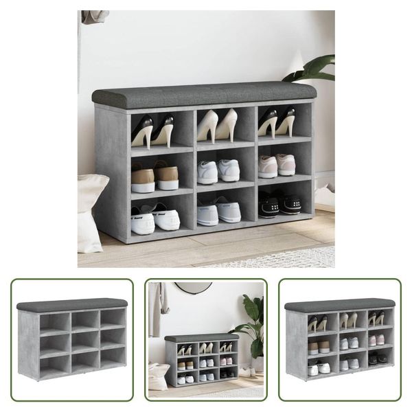 The Living Store Panca Per Scarpe In Cemento Grigio 82X32X50 Cm Materiale A Base Di Legno-image