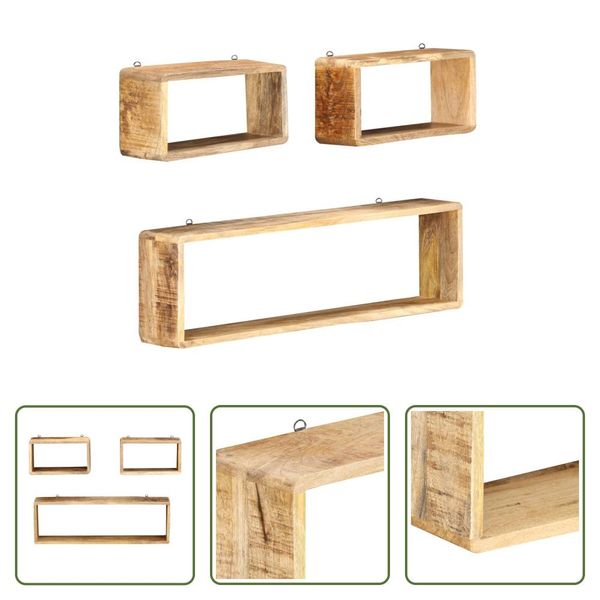 The Living Store Set Di Mensole A Muro A Cubo Da 3 Pezzi In Legno Massiccio Di Mango-image