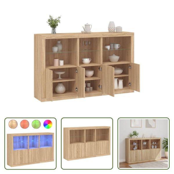 The Living Store Credenza Con Luci Led Rovere Sonoma 162X37X100 Cm-image