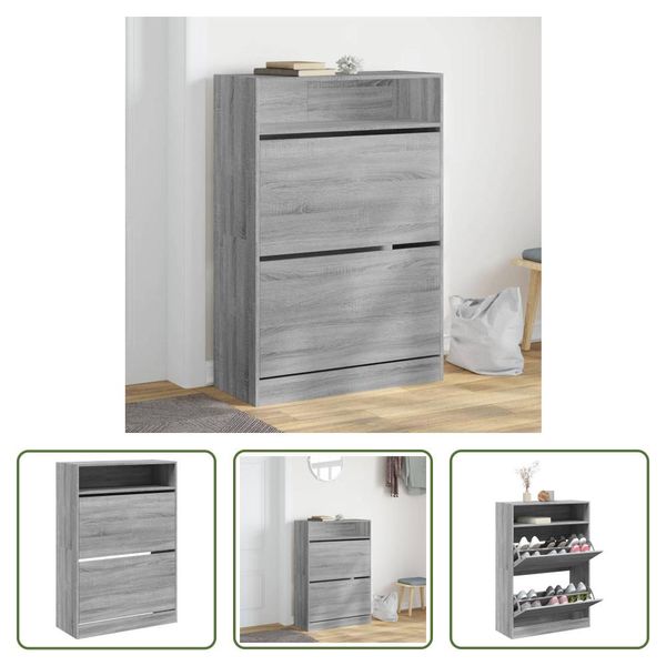 The Living Store Scarpiera A 2 Ante Grigio Sonoma 80X34X116 Cm-image