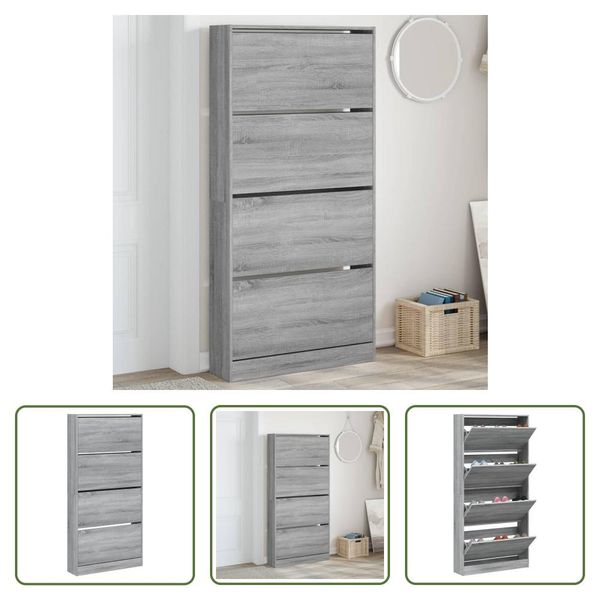 The Living Store Scarpiera A 4 Ante Grigio Sonoma 80X21X163,5 Cm-image