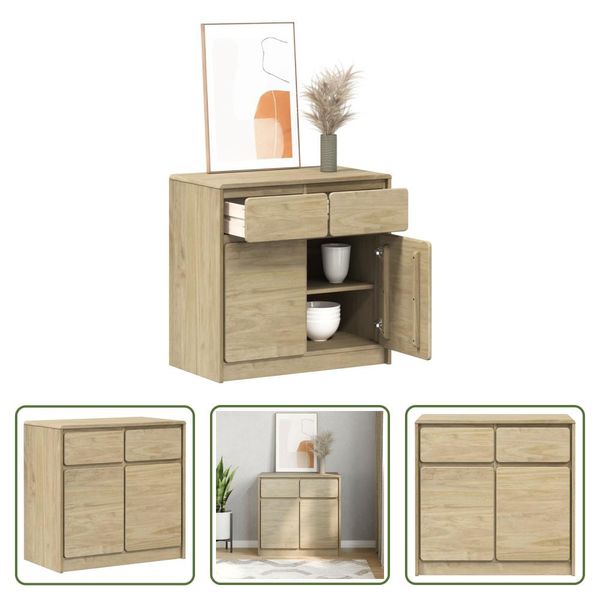 The Living Store Credenza Sauda Effetto Rovere 80X43X75,5 Cm Legno Di Pino-image