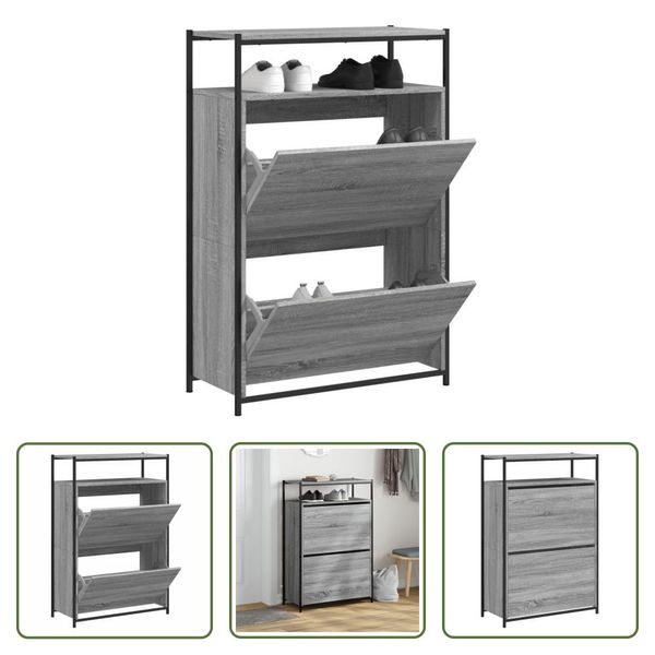 The Living Store Scarpiera Grey Sonoma 75X34X112 Cm Materiale Legno-image