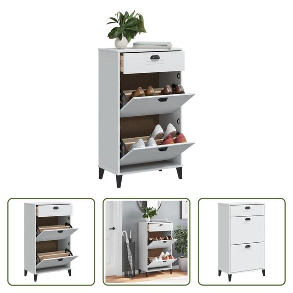 The Living Store Scarpiera Viken Bianco Materiale In Legno-image
