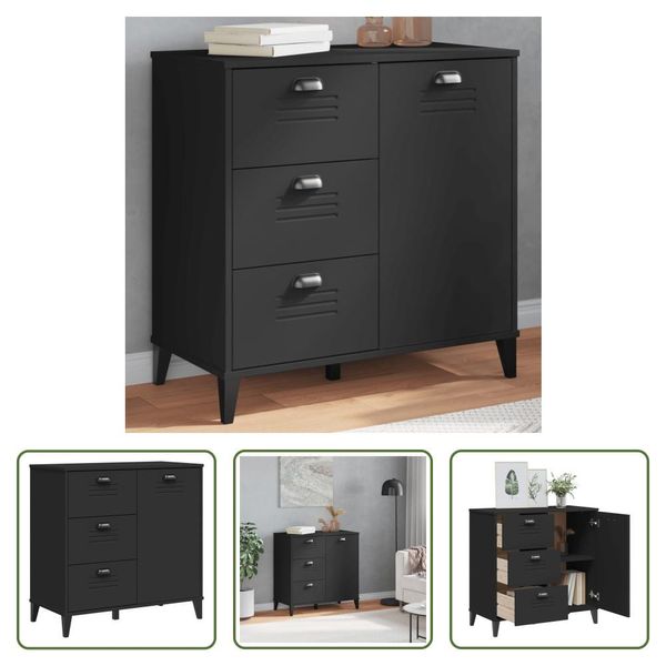 The Living Store Credenza Viken Nero 80X40X80 Cm Materiale A Base Di Legno-image