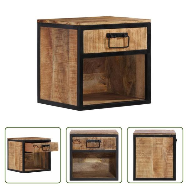 The Living Store Comodino 40X35X40 Cm In Legno Massiccio Di Mango-image