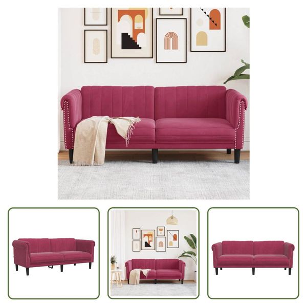 The Living Store Divano 2 Posti In Velluto Rosso Vino-image