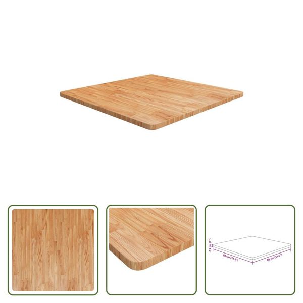 The Living Store Piano Del Tavolo Quadrato Marrone Chiaro 80X80X2,5Cm Rovere Trattato-image