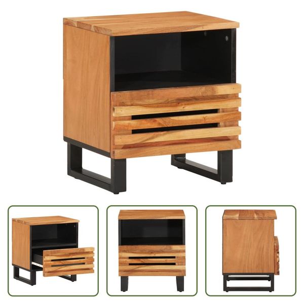 The Living Store Comodino 40X34X46 Cm In Legno Massiccio Di Acacia-image