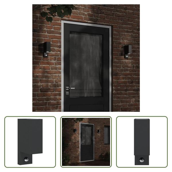 The Living Store Applique Da Esterno Con Sensore In Alluminio Pressofuso Nero-image