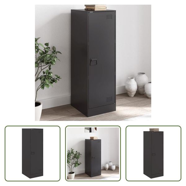 The Living Store Credenza Nera 34,5X39X107 Cm Acciaio-image
