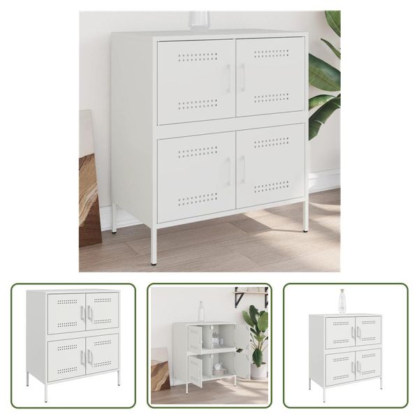 The Living Store Madia Bianca 68X39X79 Cm Acciaio-image