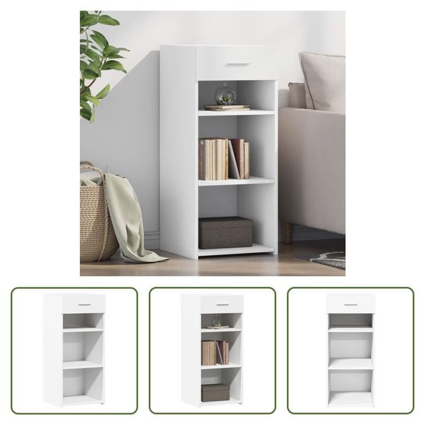 The Living Store Madia Bianca 40X42,5X93 Cm Materiale A Base Di Legno-image