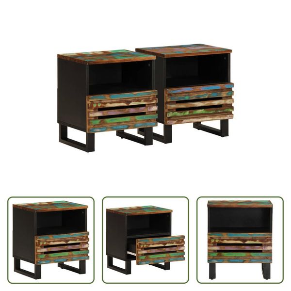 The Living Store Comodini 2 Pezzi 40X34X46 Cm In Legno Massiccio Antico-image