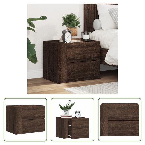 The Living Store Comodino A Parete Effetto Rovere Marrone 45X30X35 Cm-image