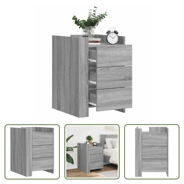 The Living Store Comodino Grigio Sonoma 45X50X65 Cm Materiale A Base Di Legno-image