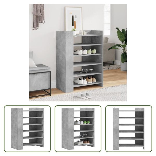 The Living Store Scarpiera In Cemento Grigio 74,5X37,5X100 Cm Materiale In Legno-image