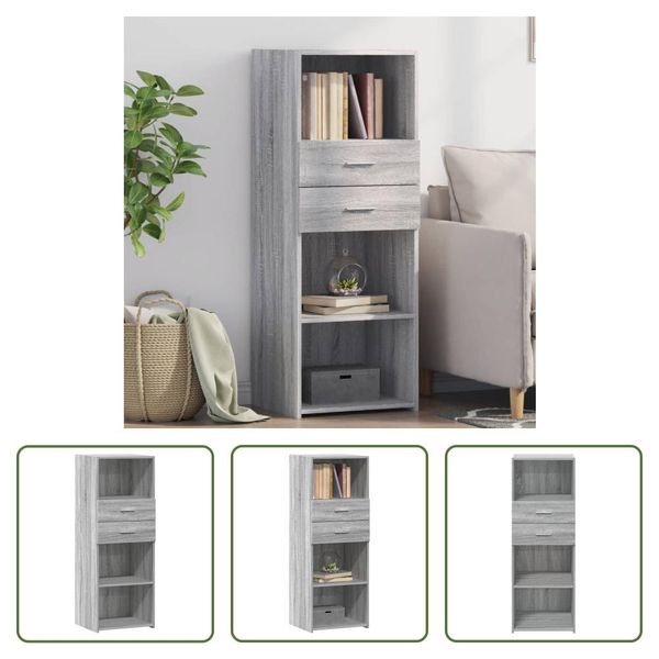 The Living Store Credenza Grey Sonoma 45X42,5X124 Cm Materiale A Base Di Legno-image