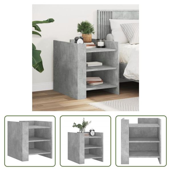 The Living Store Comodino Grigio Cemento 45X50X50 Cm Materiale A Base Di Legno-image