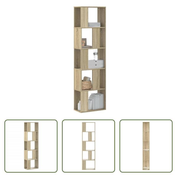 The Living Store Libreria 5 Ripiani Rovere Sonoma 45X23,5X162,5 Cm Materiale In Legno-image