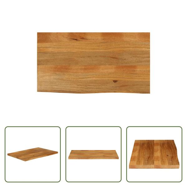 The Living Store Piano Del Tavolo Con Bordo Ad Albero 100X60X2,5 Cm In Legno Massiccio Di Mango-image
