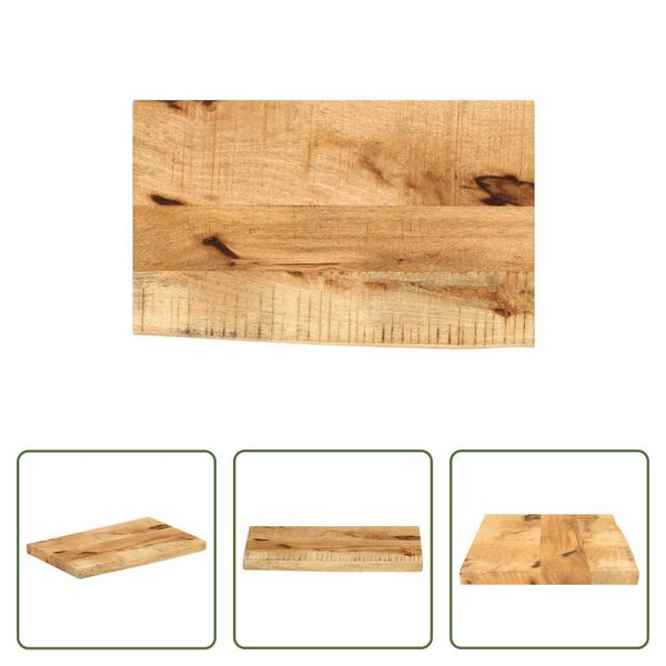 The Living Store Piano Del Tavolo 60X30X2,5 Cm Bordo Albero In Legno Massiccio Legno Di Mango Grezzo-image