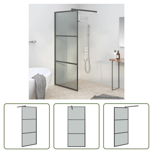 The Living Store Schermo Doccia Per Cabina Doccia 80X195 Cm Vetro Scuro Esg Nero-image