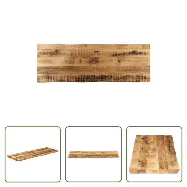 The Living Store Piano Del Tavolo Con Bordo Ad Albero 110X40X2,5 Cm Legno Massiccio Di Mango Grezzo-image