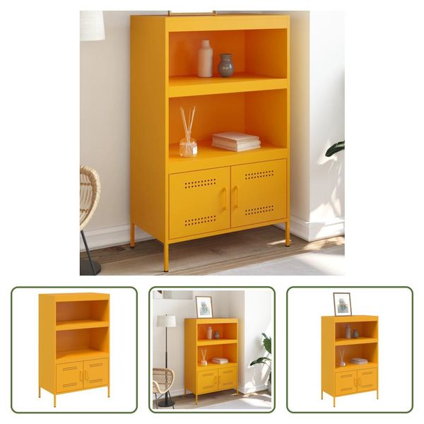 The Living Store Credenza Senfgelb 68X39X113 Cm Stahl-image
