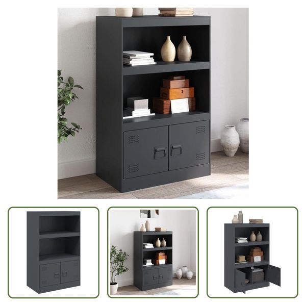 The Living Store Credenza Anthrazit 67X39X107 Cm Stahl-image
