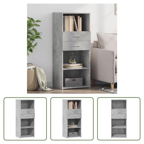 The Living Store Credenza In Cemento Grigio 50X42,5X124 Cm Materiale In Legno-image
