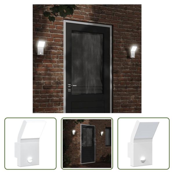 The Living Store Applique Da Esterno A Led Con Sensore In Alluminio Pressofuso Bianco-image