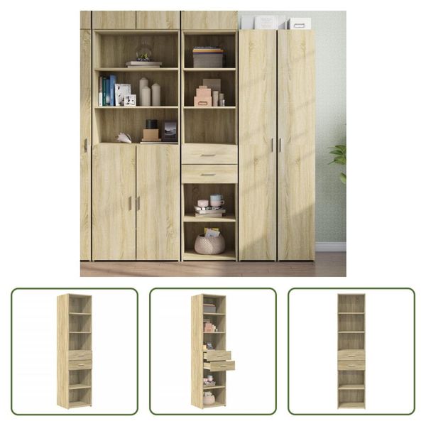 The Living Store Credenza Sonoma Rovere 45X42,5X185 Cm Materiale In Legno-image