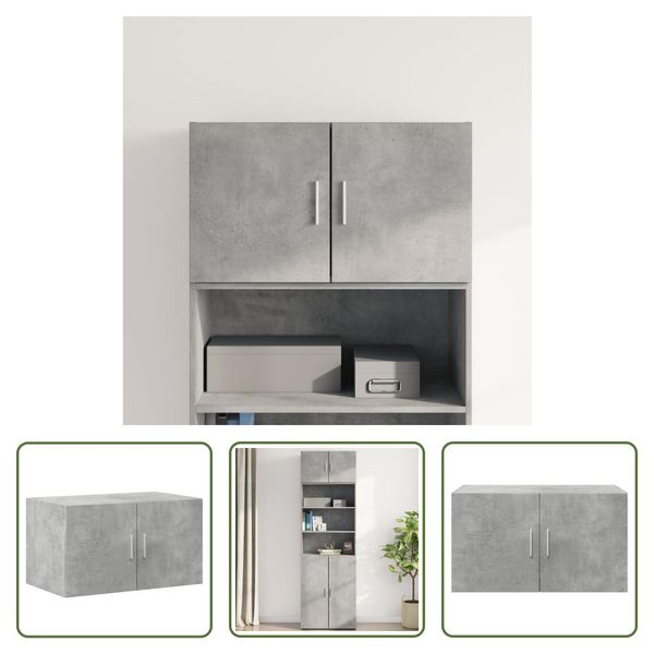 The Living Store Armadio A Muro Grigio Cemento 70X42,5X40 Cm Materiale Legno-image