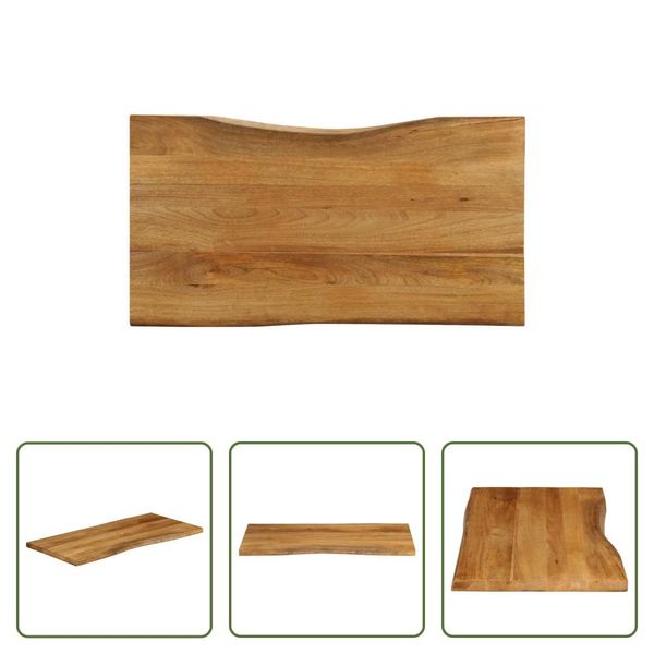 The Living Store Piano Del Tavolo Con Bordo Ad Albero 100X60X2,5 Cm In Legno Massiccio Di Mango-image