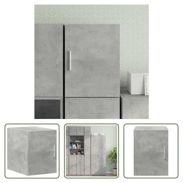 The Living Store Armadio A Muro Grigio Cemento 30X42,5X40 Cm Materiale Legno-image