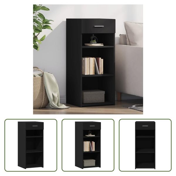 The Living Store Credenza Nera 40X42,5X93 Cm Materiale A Base Di Legno-image