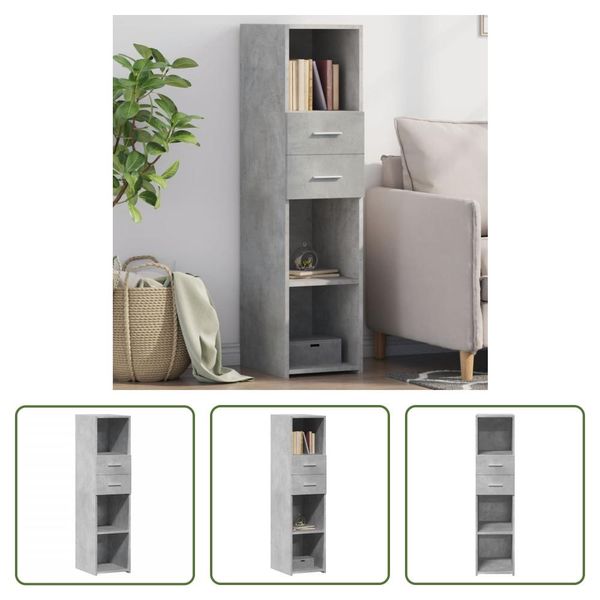 The Living Store Credenza In Cemento Grigio 30X42,5X124 Cm Materiale In Legno-image